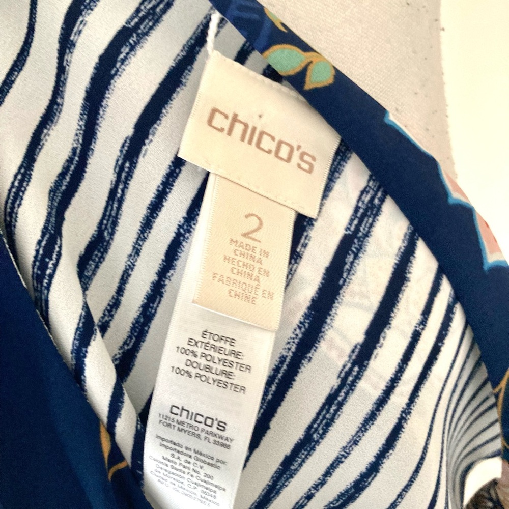 Chico's Reversible Sleeveless Tank – Navy Floral & Nautical Stripe Size L - Picture 12 of 13
